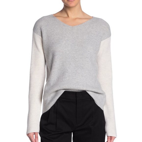 NWT VINCE Sweater V-Neck- Wool Blend - Picture 1 of 10